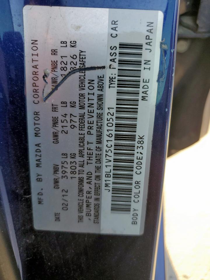 2012 Mazda 3 I VIN: JM1BL1V75C1610521 Lot: 85948645