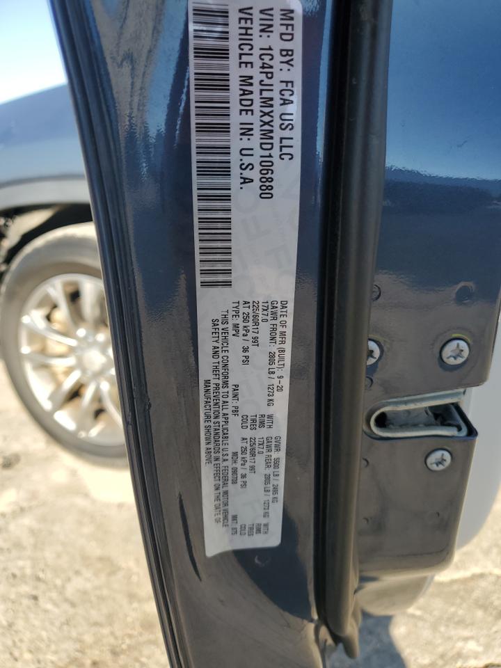 2021 Jeep Cherokee Latitude Lux VIN: 1C4PJLMXXMD106880 Lot: 86262625