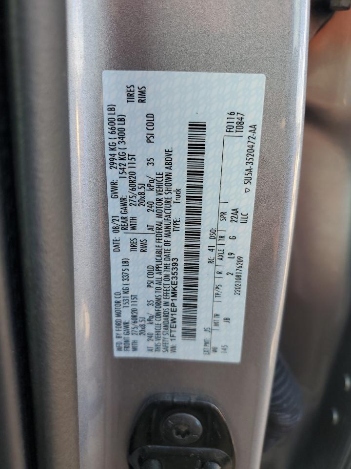 2021 Ford F150 Supercrew VIN: 1FTEW1EP1MKE35393 Lot: 90414715