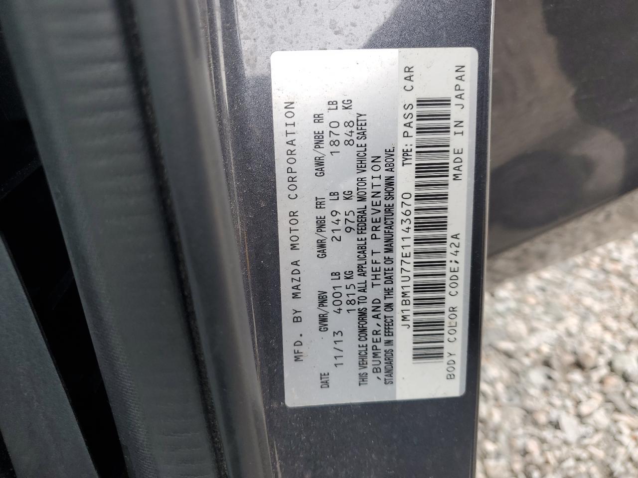 2014 Mazda 3 Sport VIN: JM1BM1U77E1143670 Lot: 82298235