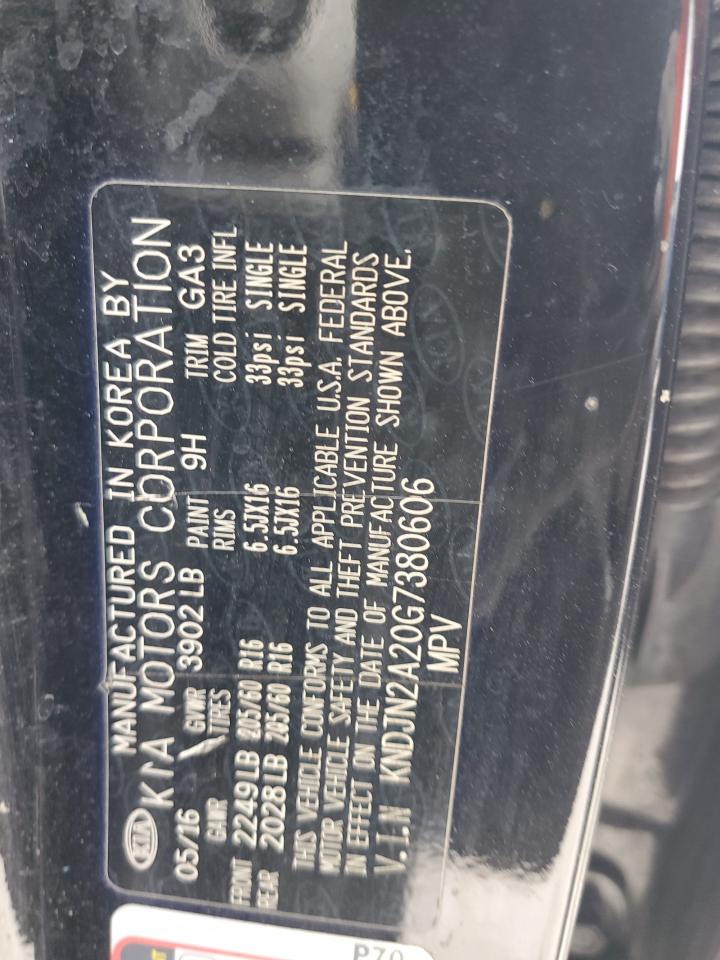 2016 Kia Soul VIN: KNDJN2A20G7380606 Lot: 82291645