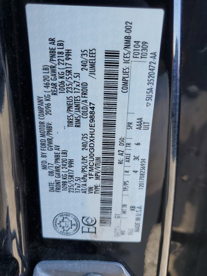 2017 Ford Escape Se VIN: 1FMCU0GDXHUE98847 Lot: 84993395