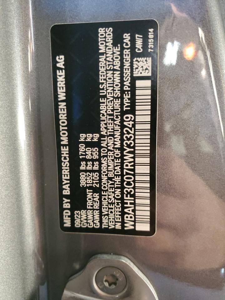 2024 BMW Z4 Sdrive30I VIN: WBAHF3C07RWY33249 Lot: 85944365