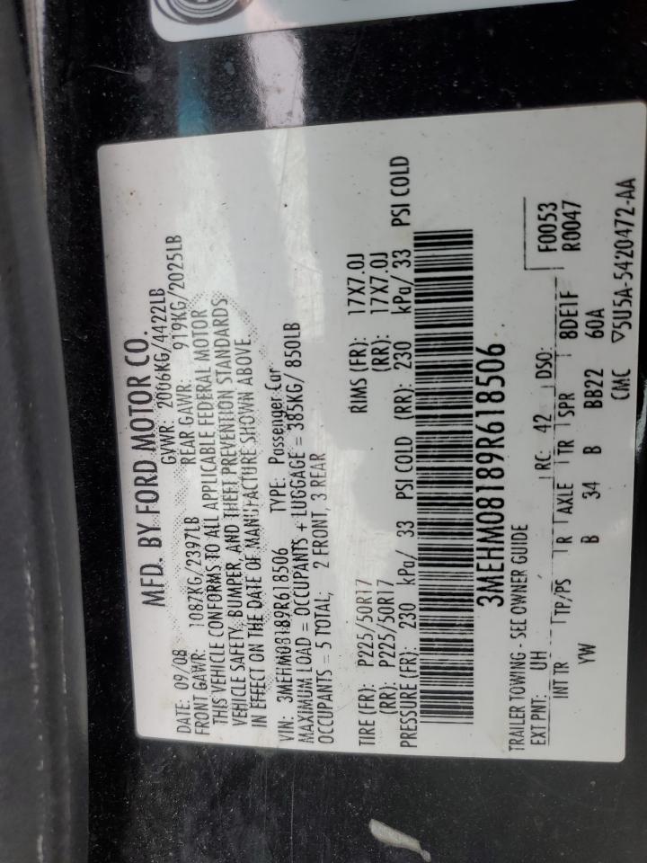 2009 Mercury Milan Premier VIN: 3MEHM08189R618506 Lot: 85182845