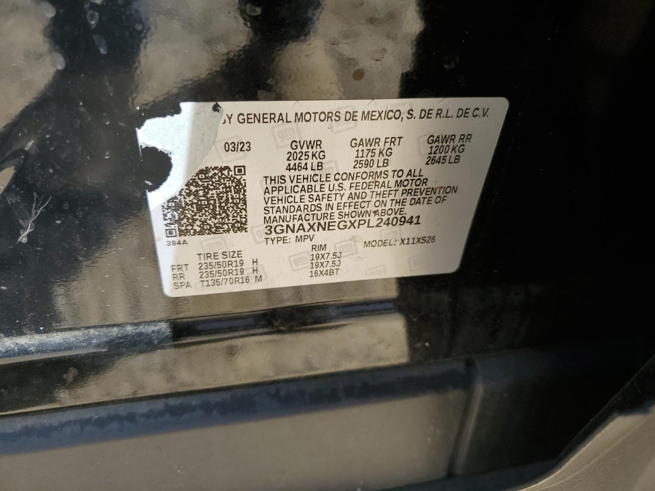 2023 Chevrolet Equinox Premier VIN: 3GNAXNEGXPL240941 Lot: 89671795