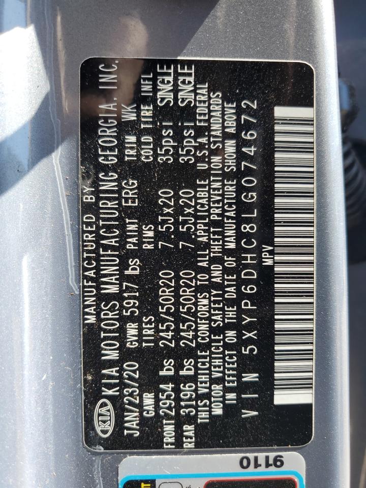 2020 Kia Telluride S VIN: 5XYP6DHC8LG074672 Lot: 85137685