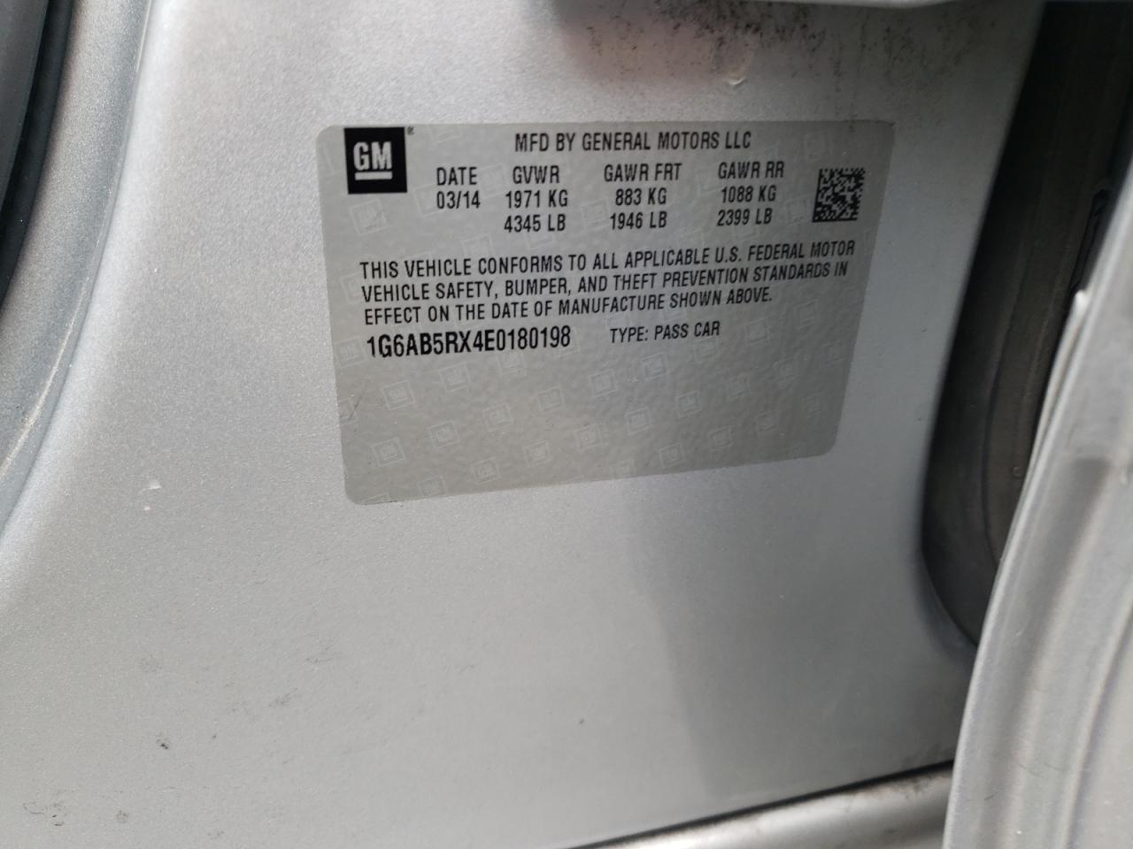 2014 Cadillac Ats Luxury VIN: 1G6AB5RX4E0180198 Lot: 86438255