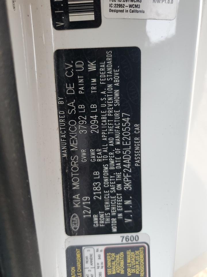 2020 Kia Forte Fe VIN: 3KPF24AD5LE205547 Lot: 89652475