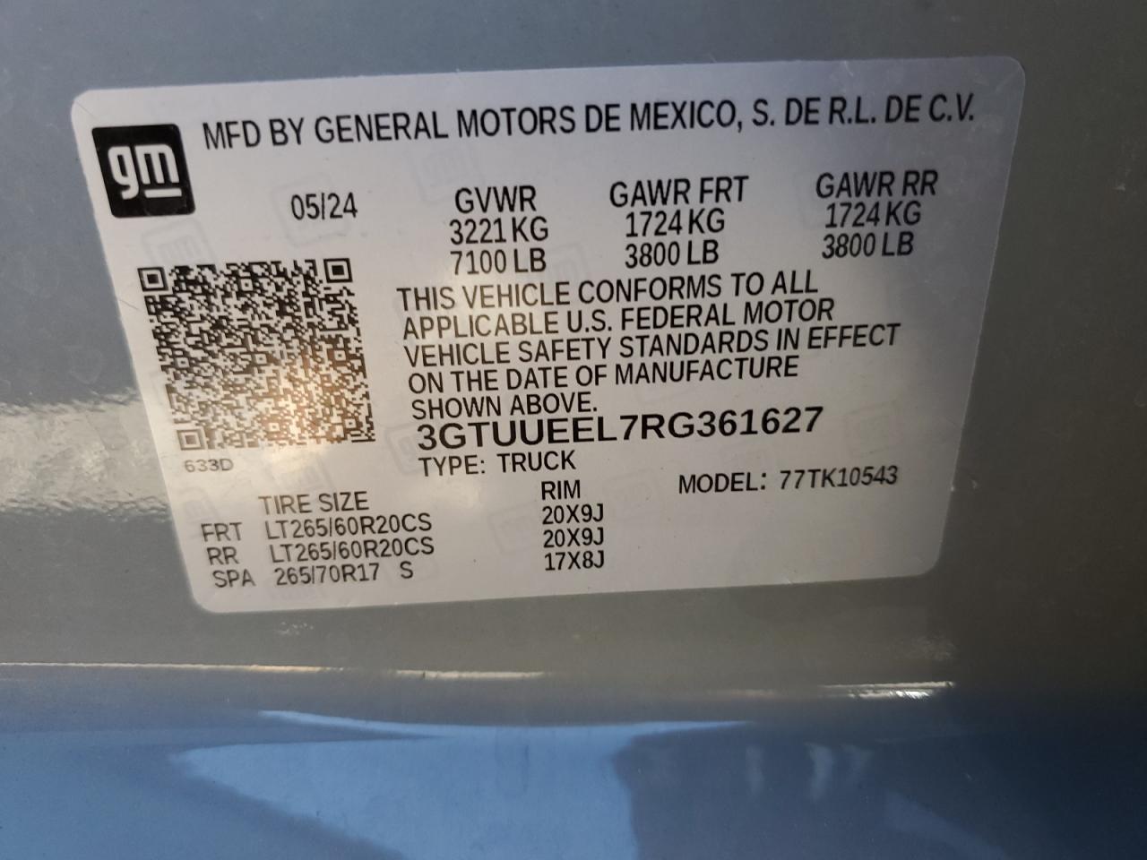 2024 GMC Sierra K1500 At4 VIN: 3GTUUEEL7RG361627 Lot: 84659725
