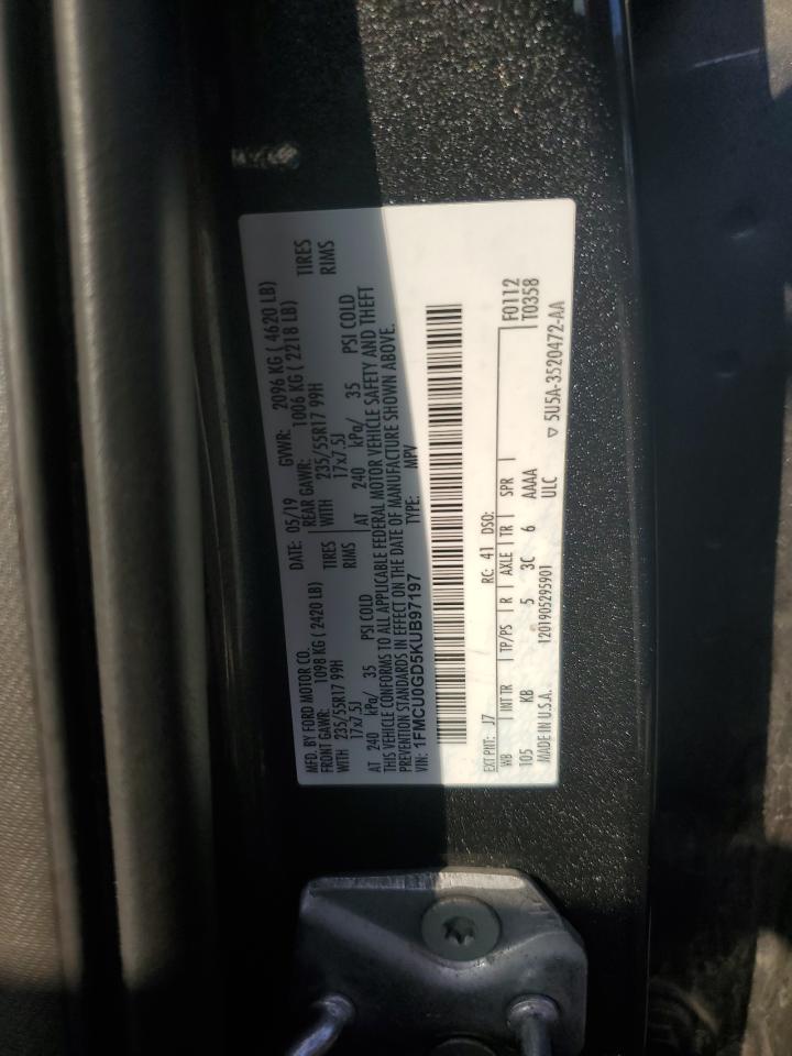 2019 Ford Escape Se VIN: 1FMCU0GD5KUB97197 Lot: 86087375