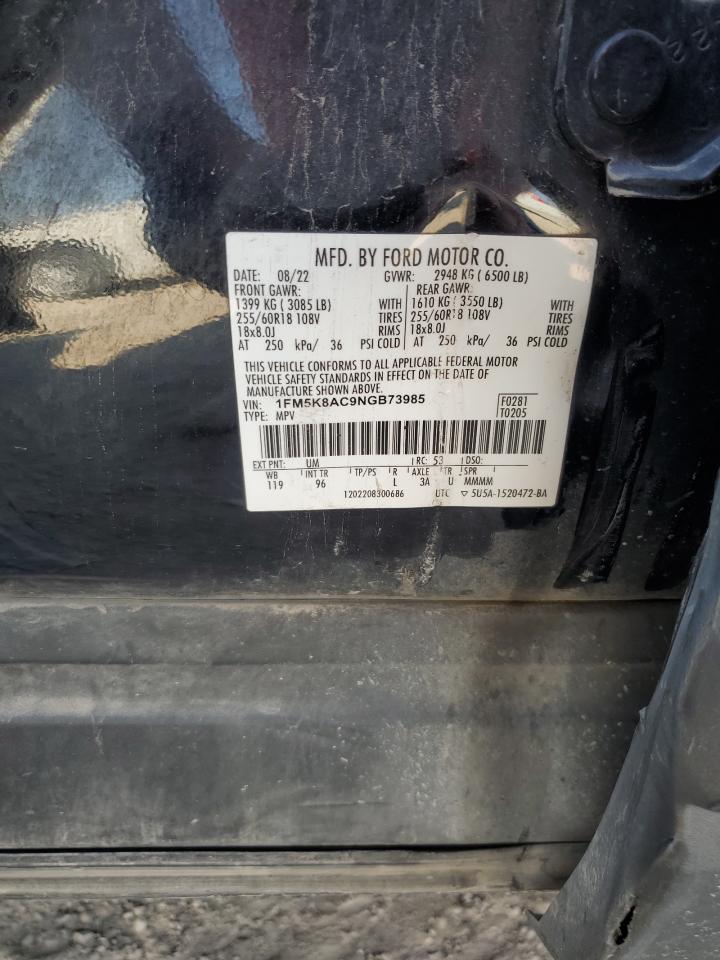 2022 Ford Explorer Police Interceptor VIN: 1FM5K8AC9NGB73985 Lot: 83968455