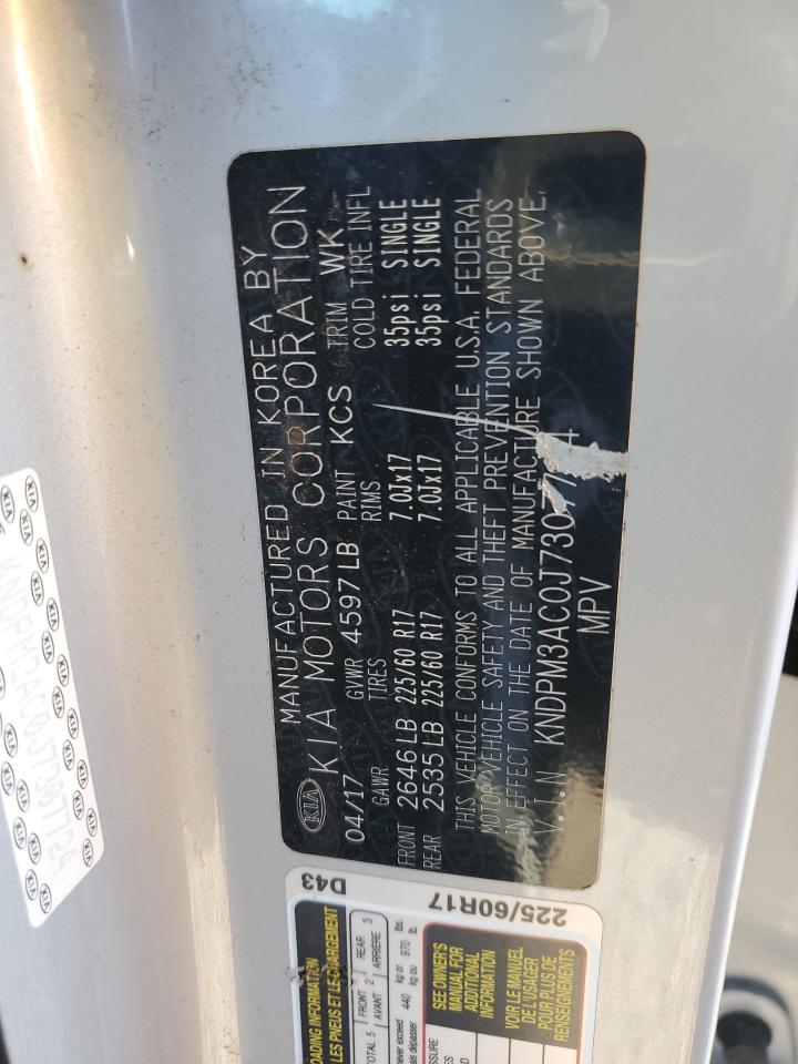 2018 Kia Sportage Lx VIN: KNDPM3AC0J7307724 Lot: 90320585