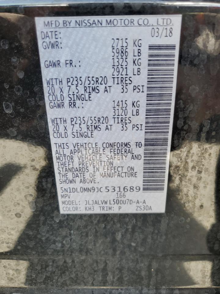 2018 Infiniti Qx60 VIN: 5N1DL0MN9JC531689 Lot: 84863785