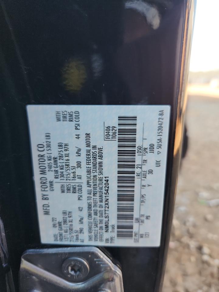 2022 Ford Transit Connect Xlt VIN: NM0LS7T2XN1542041 Lot: 82371475