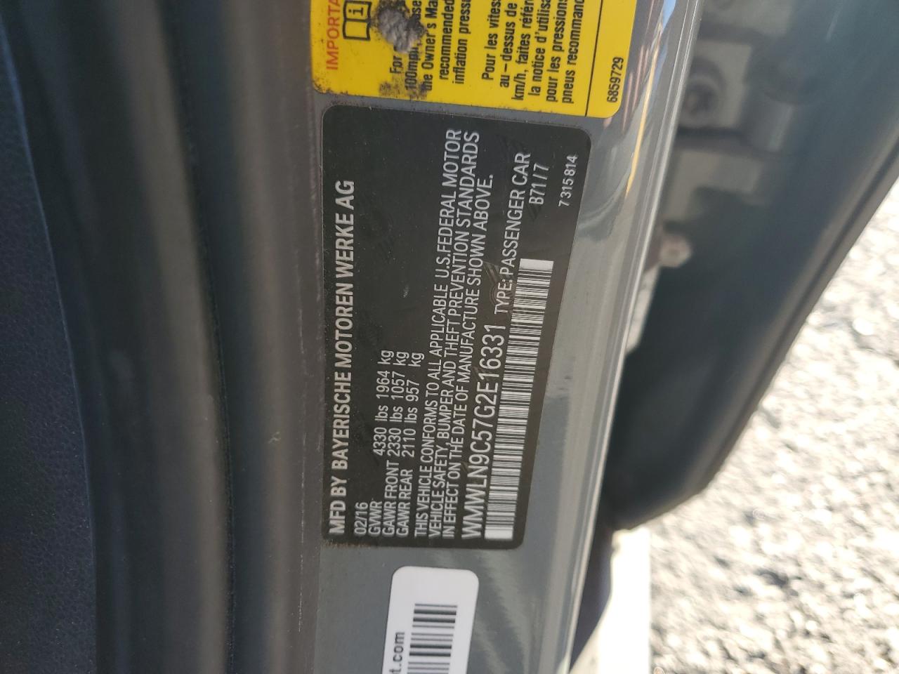 2016 Mini Cooper S Clubman VIN: WMWLN9C57G2E16331 Lot: 89916405