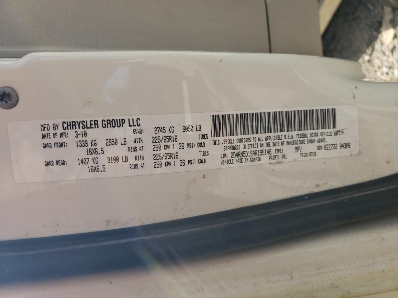 2010 Dodge Grand Caravan Sxt VIN: 2D4RN5D19AR195146 Lot: 86591255