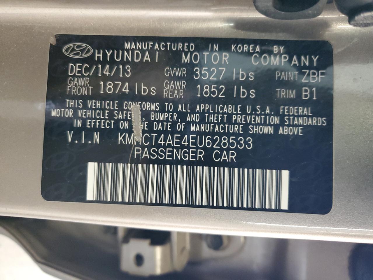 2014 Hyundai Accent Gls VIN: KMHCT4AE4EU628533 Lot: 82284465