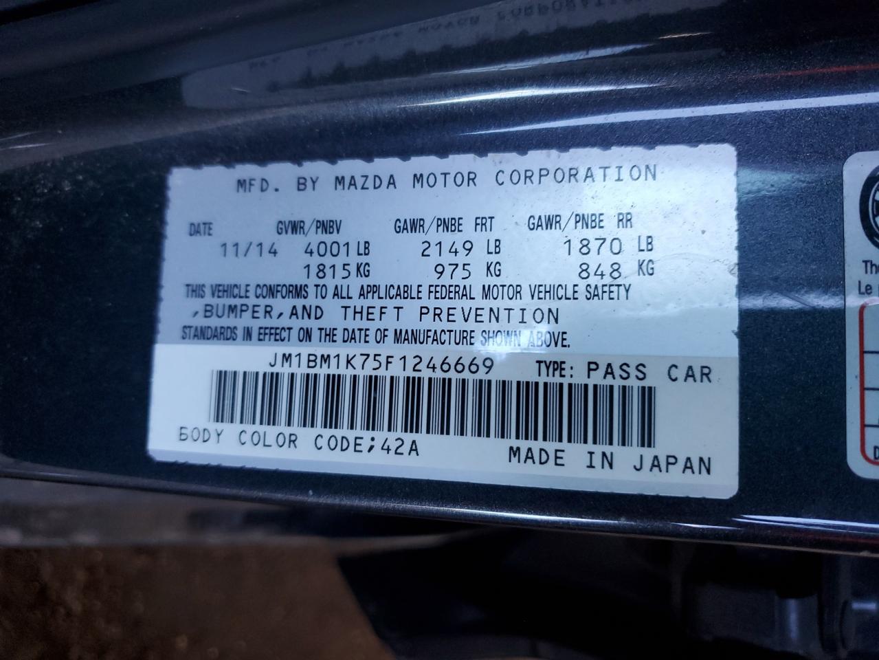 2015 Mazda 3 Sport VIN: JM1BM1K75F1246669 Lot: 87081695