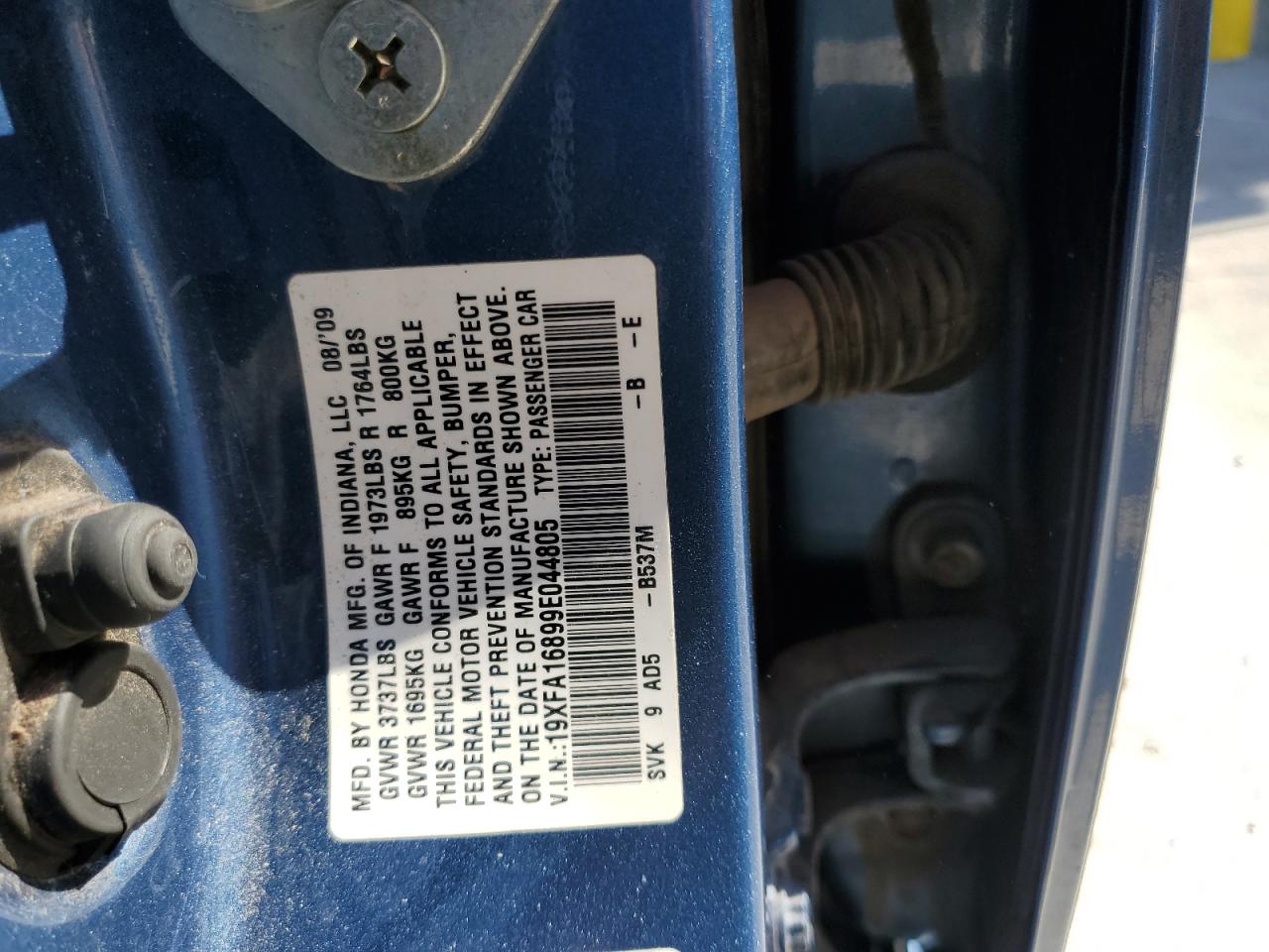 2009 Honda Civic Ex VIN: 19XFA16899E044805 Lot: 71859935