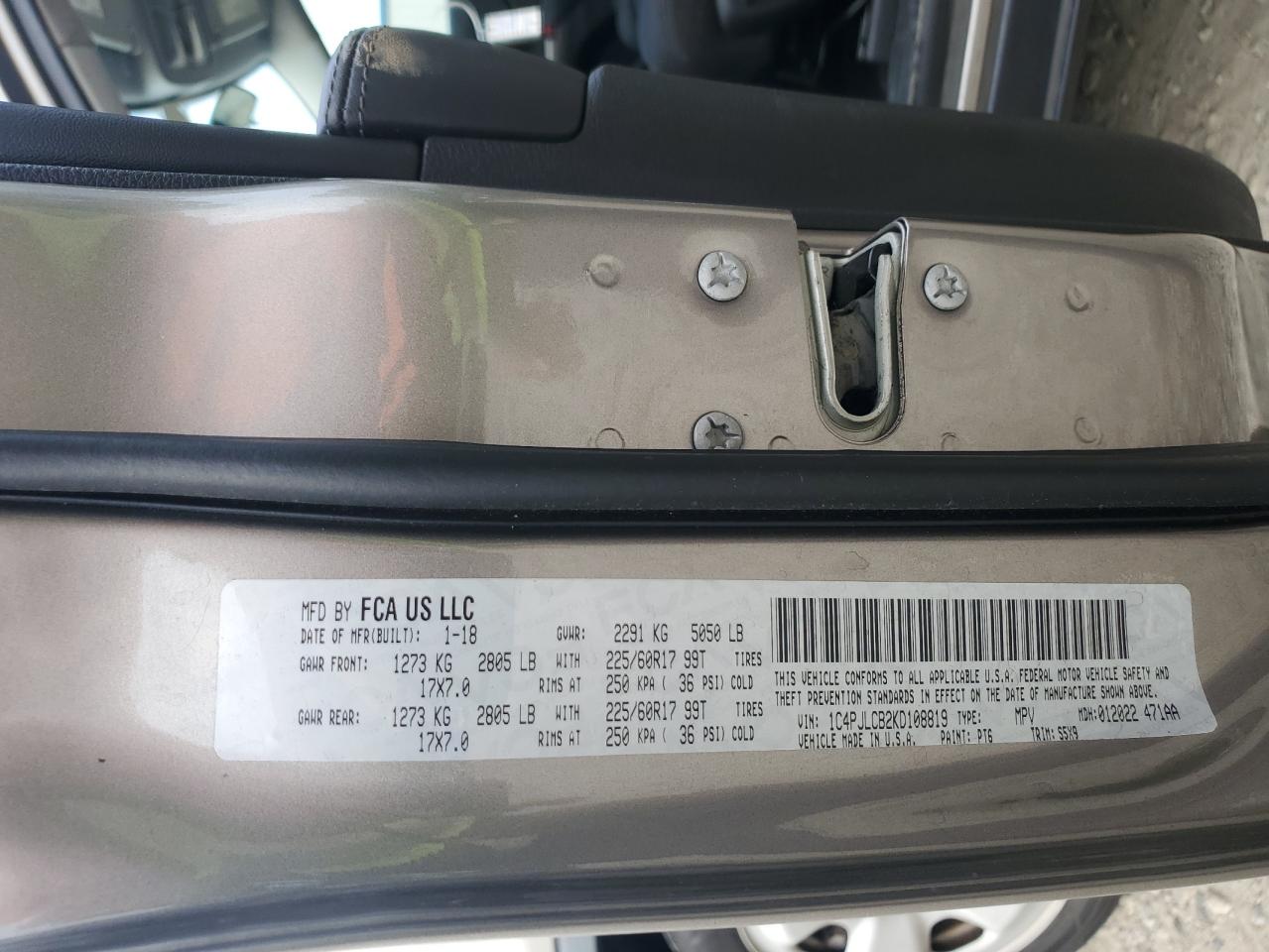 2019 Jeep Cherokee Latitude VIN: 1C4PJLCB2KD108819 Lot: 85826425