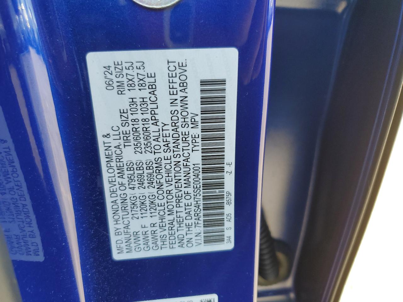 2025 Honda Cr-V Exl VIN: 7FARS4H75SE004001 Lot: 85743175