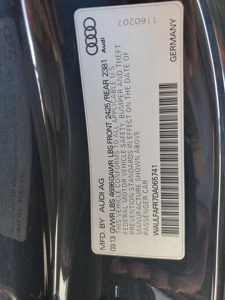 2013 Audi A5 Premium Plus VIN: WAULFAFR7DA065741 Lot: 87423785