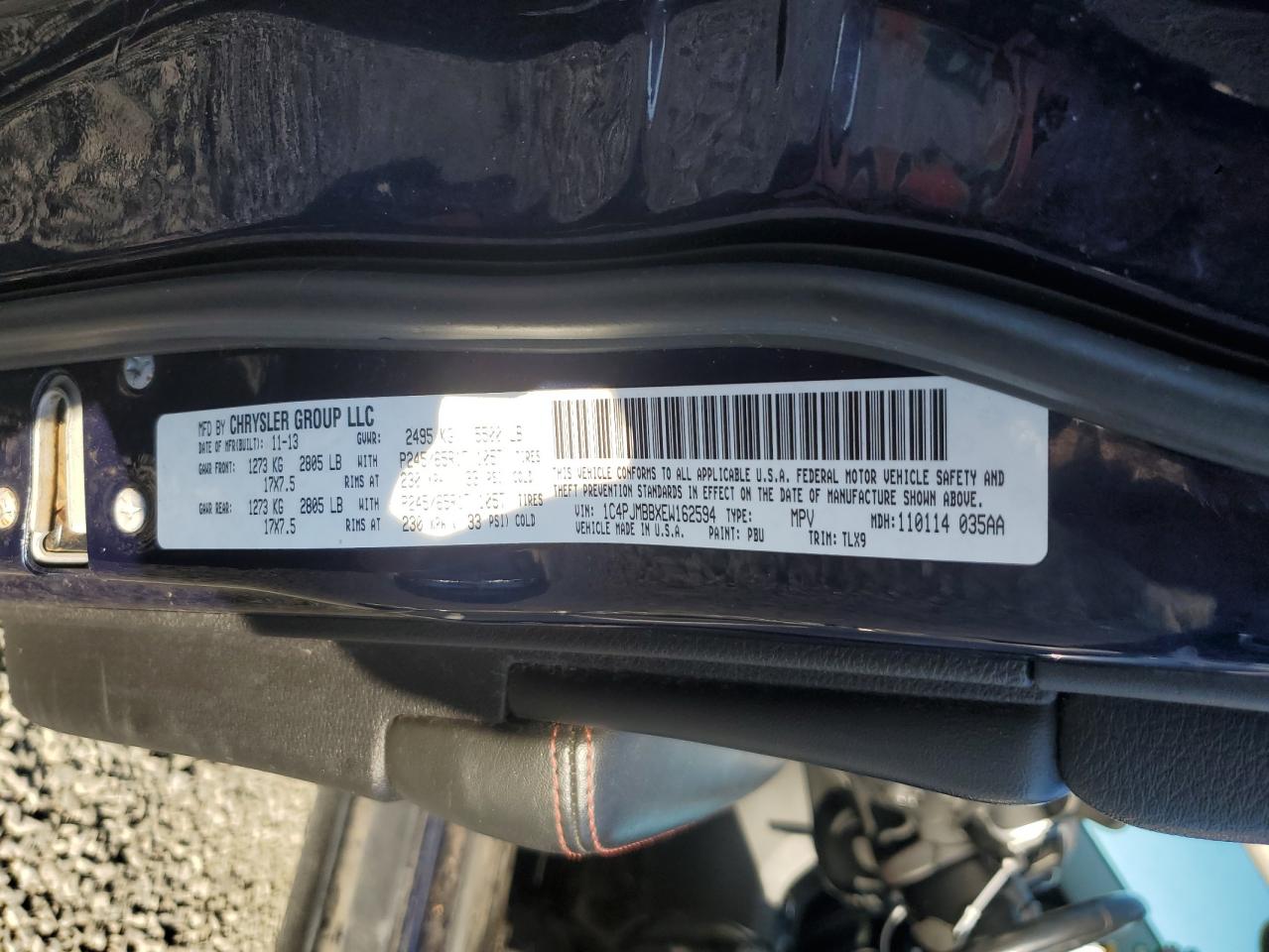 2014 Jeep Cherokee Trailhawk VIN: 1C4PJMBBXEW162594 Lot: 89446585