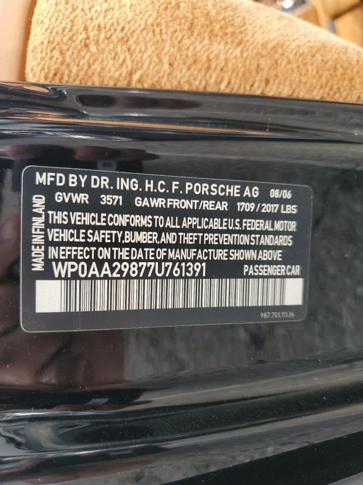 2007 Porsche Cayman VIN: WP0AA29877U761391 Lot: 90946255