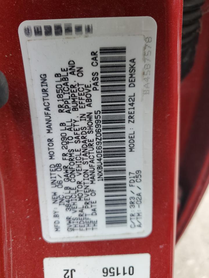 2009 Toyota Corolla Base VIN: 1NXBU40E69Z069955 Lot: 86114625