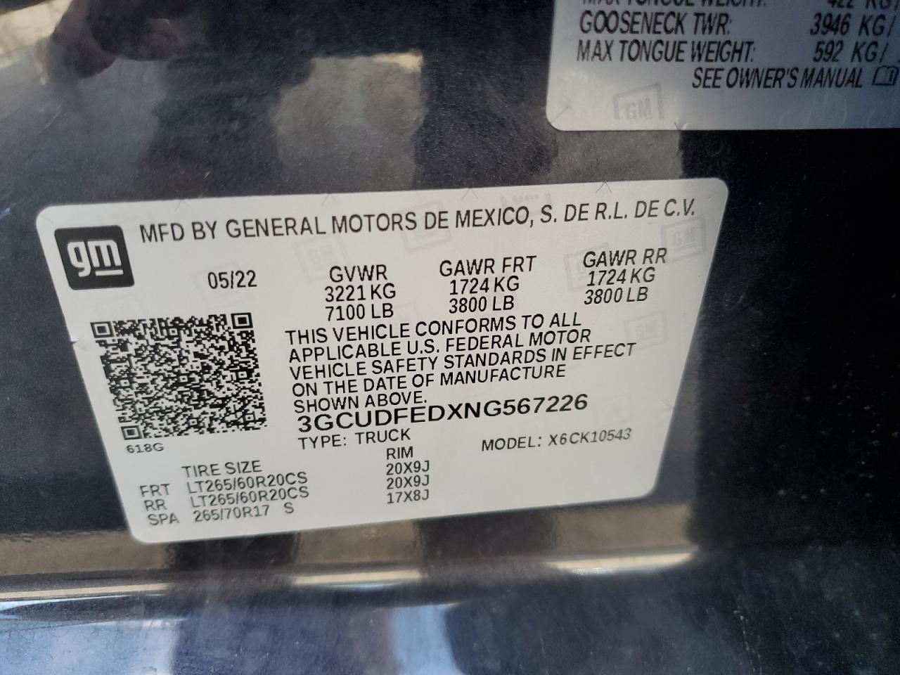 2022 Chevrolet Silverado K1500 Lt Trail Boss VIN: 3GCUDFEDXNG567226 Lot: 84736725