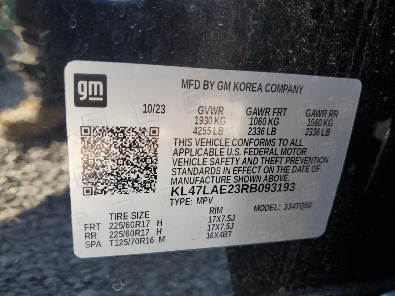 2024 Buick Envista Preferred VIN: KL47LAE23RB093193 Lot: 86484985