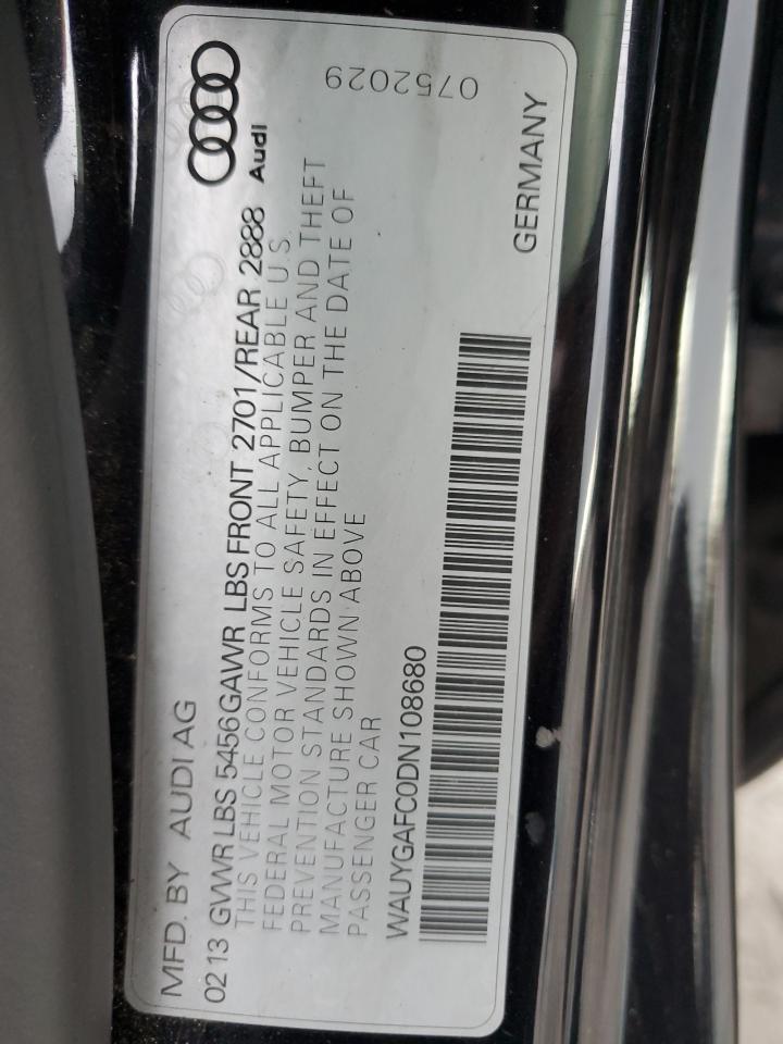 2013 Audi A7 Premium Plus VIN: WAUYGAFC0DN108680 Lot: 89631425