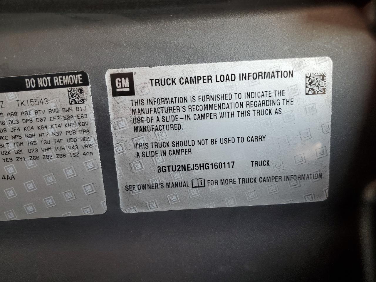 2017 GMC Sierra K1500 Slt VIN: 3GTU2NEJ5HG160117 Lot: 86857985