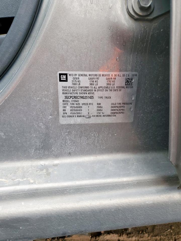 2017 Chevrolet Silverado C1500 Lt VIN: 3GCPCREC7HG251425 Lot: 85498095