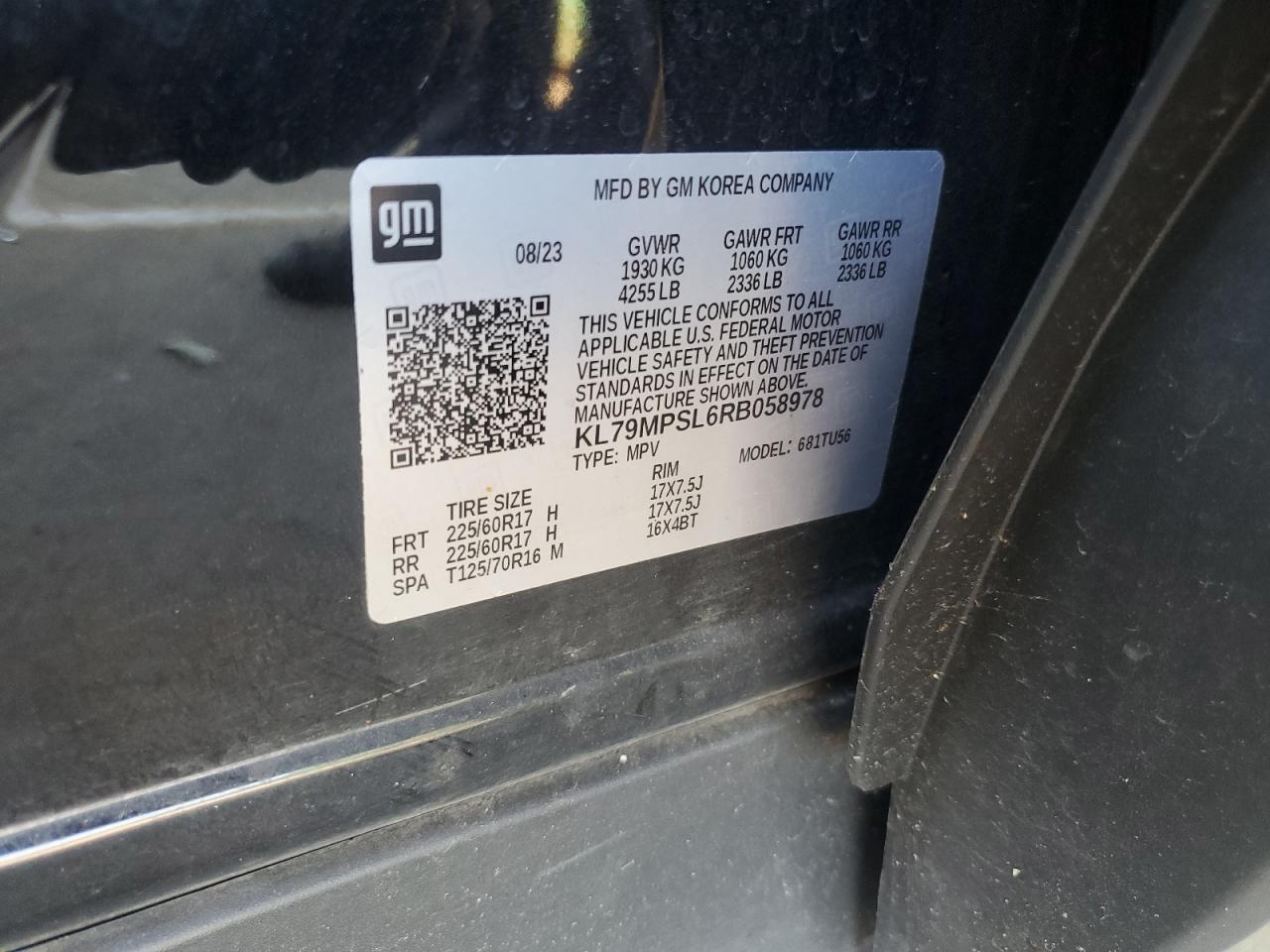 2024 Chevrolet Trailblazer Lt VIN: KL79MPSL6RB058978 Lot: 85368345