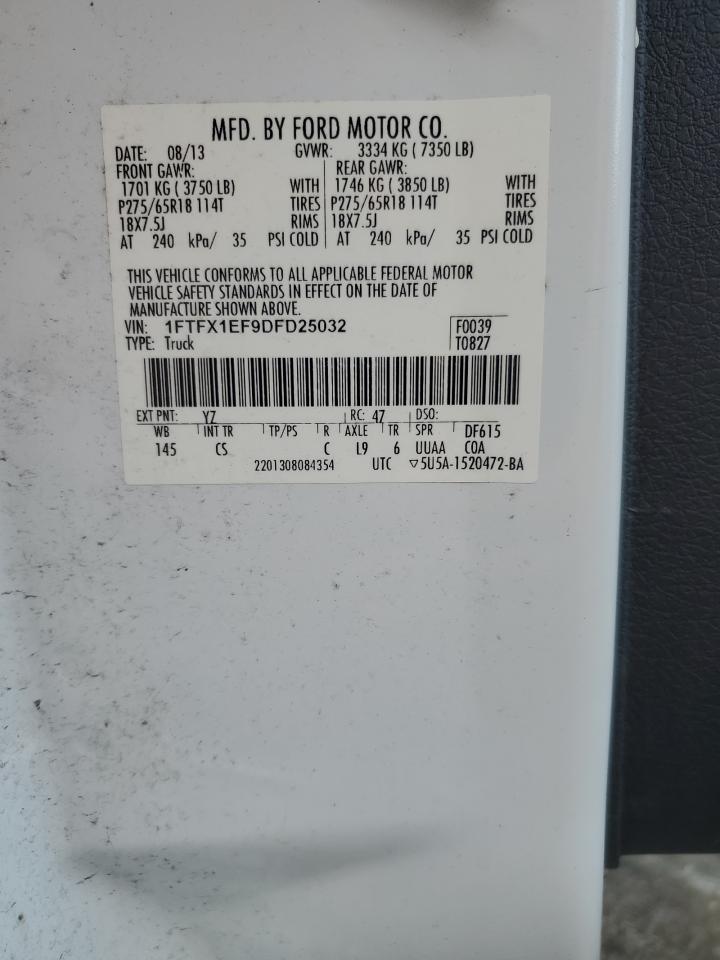 2013 Ford F150 Super Cab VIN: 1FTFX1EF9DFD25032 Lot: 82257425