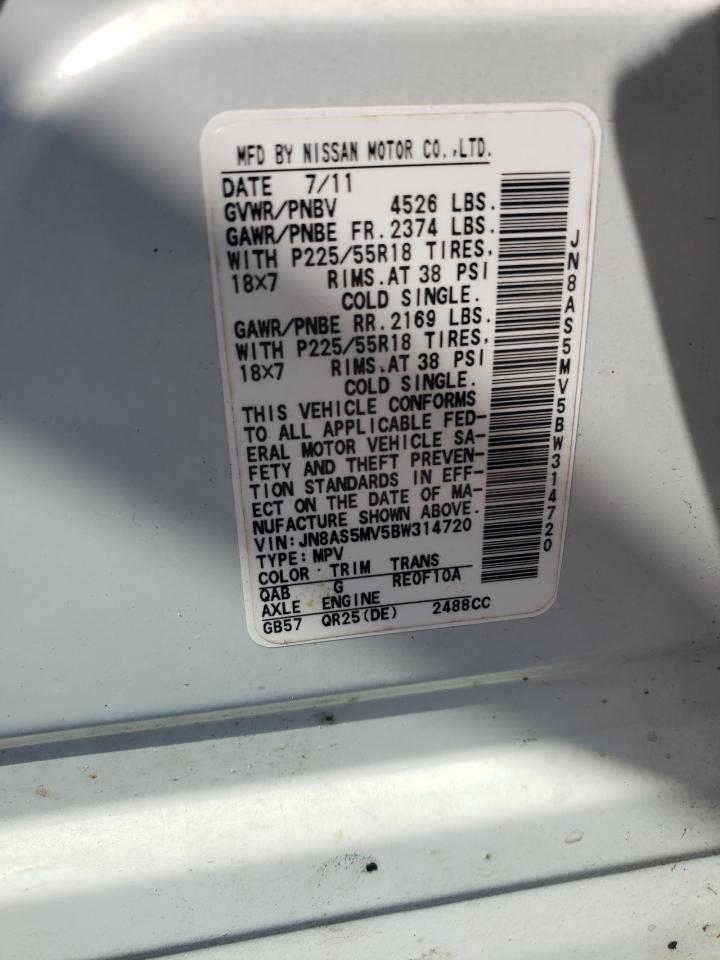 2011 Nissan Rogue S VIN: JN8AS5MV5BW314720 Lot: 84959525