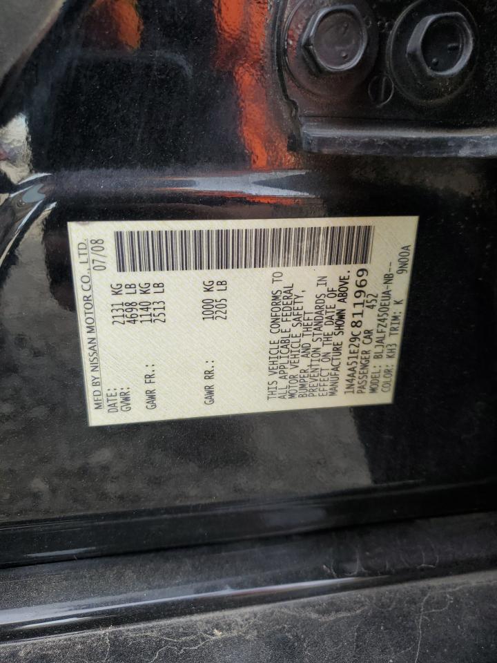 2009 Nissan Maxima S VIN: 1N4AA51E29C811969 Lot: 90107355