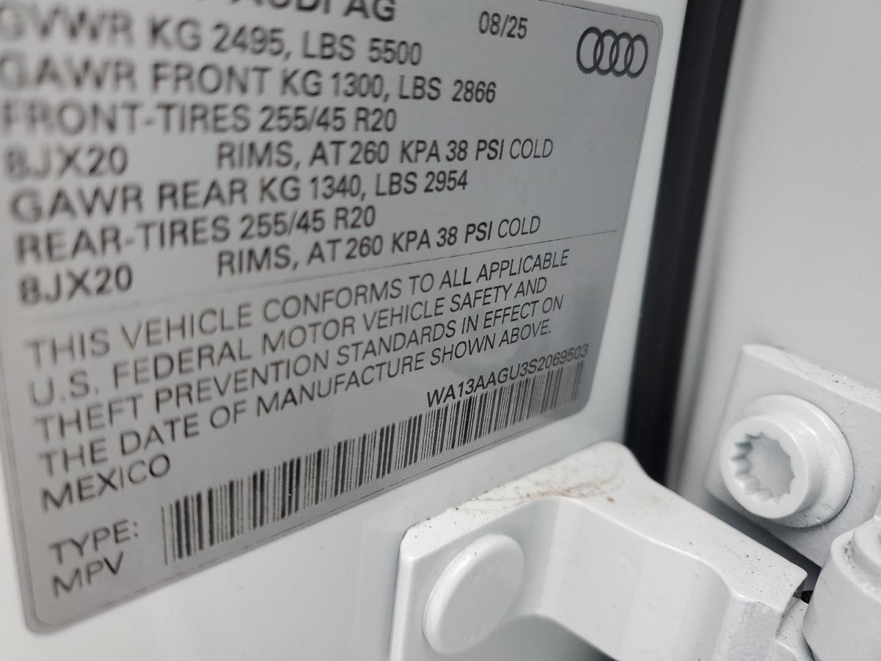 2025 Audi Q5 Prestige VIN: WA13AAGU3S2069503 Lot: 90439075