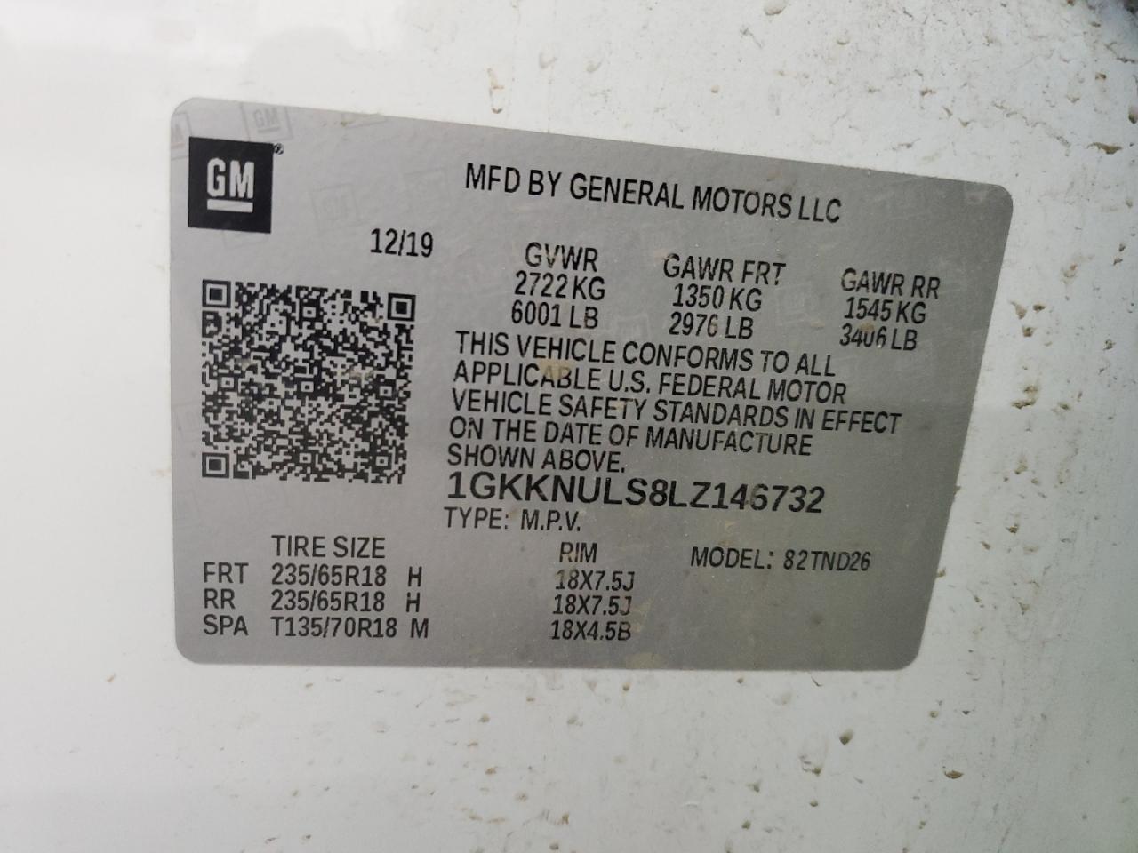 2020 GMC Acadia Slt VIN: 1GKKNULS8LZ146732 Lot: 82208845