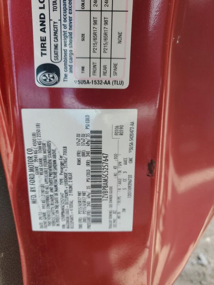 2012 Ford Mustang VIN: 1ZVBP8AM5C5257647 Lot: 85202065