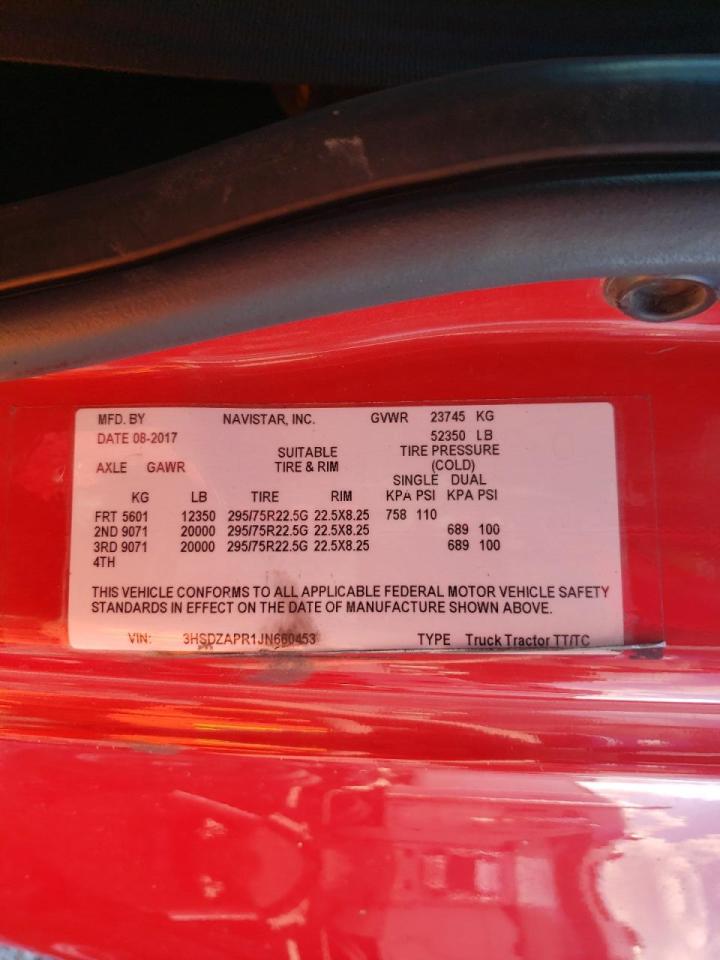 2018 International Lt625 Semi Truck VIN: 3HSDZAPR1JN660453 Lot: 85149025