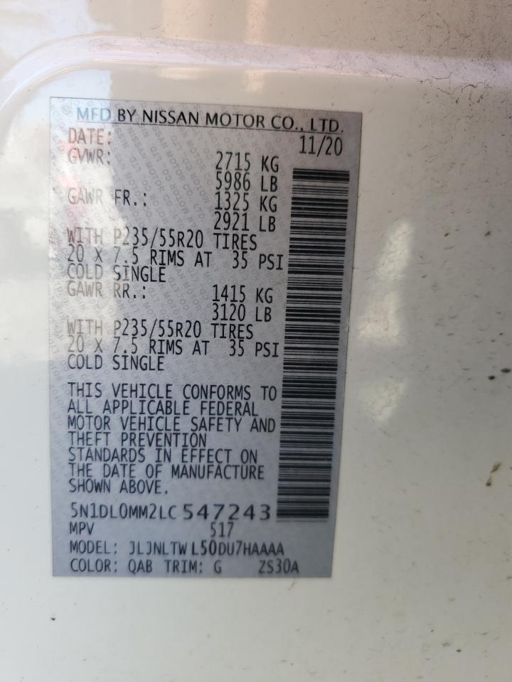 2020 Infiniti Qx60 Luxe VIN: 5N1DL0MM2LC547243 Lot: 82758875