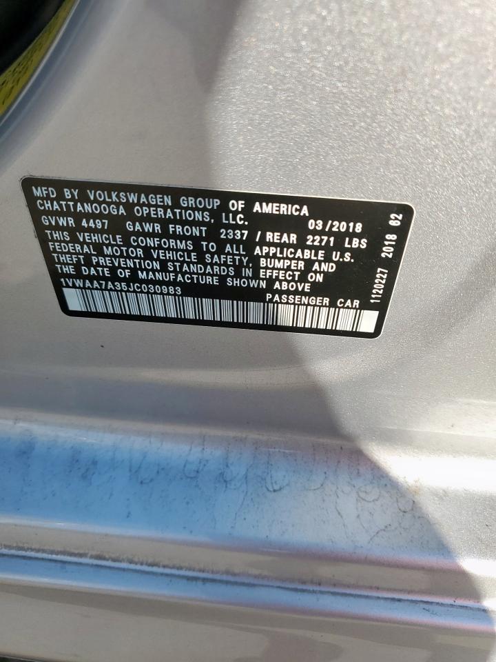 2018 Volkswagen Passat S VIN: 1VWAA7A35JC030983 Lot: 81942345