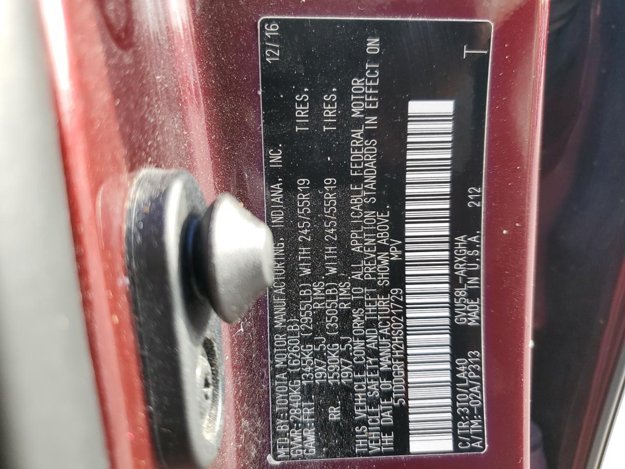 2017 Toyota Highlander Hybrid Limited VIN: 5TDDGRFH2HS021729 Lot: 82463695