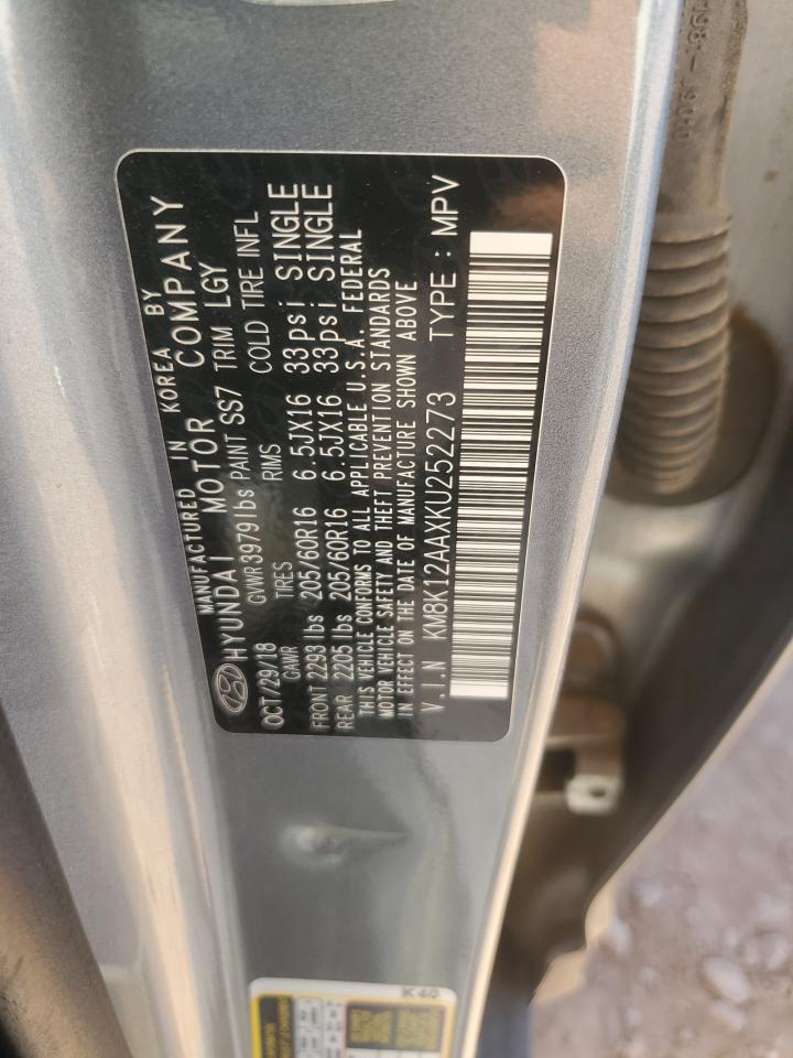 2019 Hyundai Kona Se VIN: KM8K12AAXKU252273 Lot: 90463855