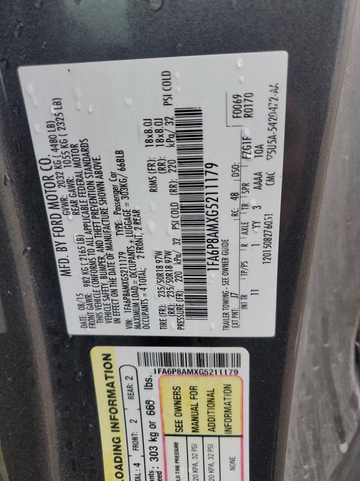 2016 Ford Mustang VIN: 1FA6P8AMXG5211179 Lot: 82260605