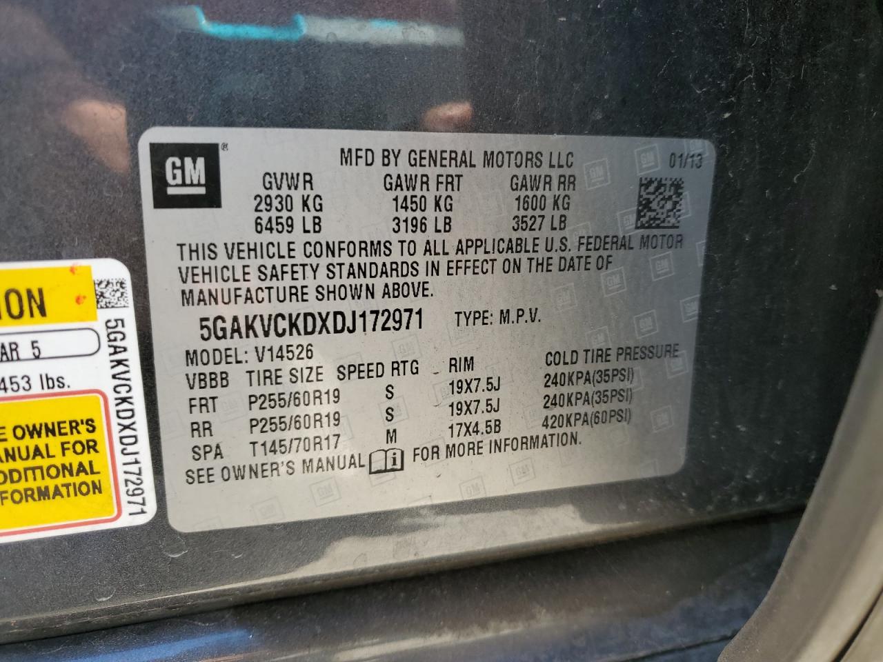 2013 Buick Enclave VIN: 5GAKVCKDXDJ172971 Lot: 87070075