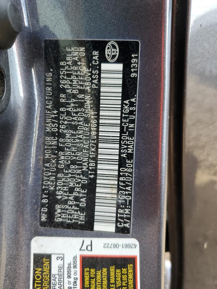 2014 Toyota Camry L VIN: 4T1BF1FK7EU816611 Lot: 85894895