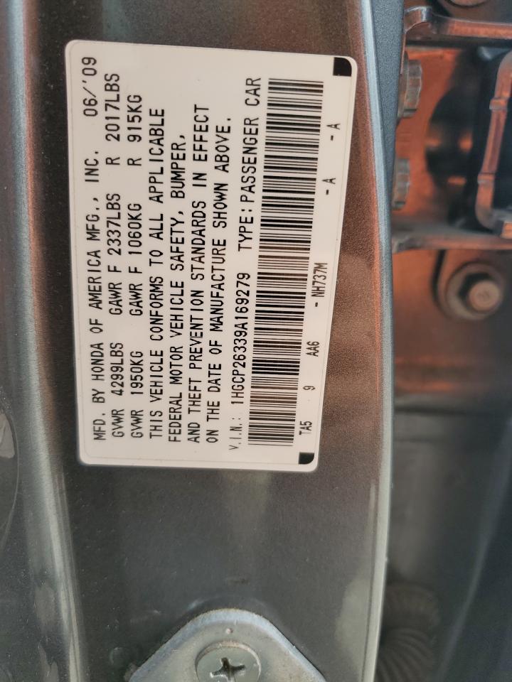 2009 Honda Accord Lx VIN: 1HGCP26339A169279 Lot: 85508495